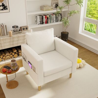 ACKERMAN Fauteuil De Loisirs Individuel Avec Poche De Rangement Et Coussin Confortable, Idéal Pour Intérieur Style Nordique Et Coins Lecture (chenille Beige) - Publicité ACKERMAN Fauteuil De Loisirs Individuel Avec Poche De Rangement Et Coussin Confortable, Idéal Pour Intérieur Style Nordique Et Coins Lecture (chenille Beige) - Publicité