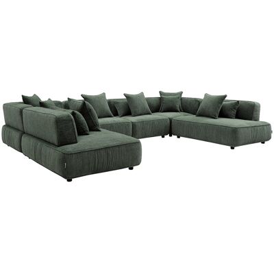 VENTE-UNIQUE Canapé D'Angle Panoramique Modulable En Tissu Chenille Vert Lelaco - Publicité VENTE-UNIQUE Canapé D'Angle Panoramique Modulable En Tissu Chenille Vert Lelaco - Publicité