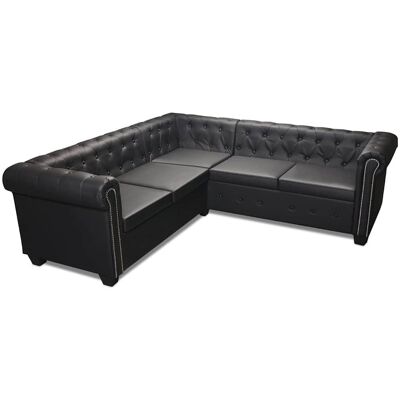 DESIGN IN Canapé Sofa D'Angle Chesterfield 5 Places Cuir Synthétique Noir - Publicité DESIGN IN Canapé Sofa D'Angle Chesterfield 5 Places Cuir Synthétique Noir - Publicité