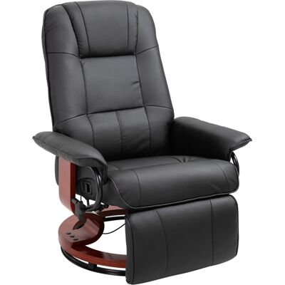 OEM Fauteuil Relax Inclinable Fauteuil De Salon Repose-pieds Réglable Pivotant 360° Piètement Bois Revêtement Synthétique Noir - Publicité OEM Fauteuil Relax Inclinable Fauteuil De Salon Repose-pieds Réglable Pivotant 360° Piètement Bois Revêtement Synthétique Noir - Publicité