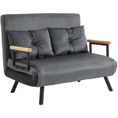 YULINLAND Canapé-lit 2 Places En Velours Avec Fonction Couchage, Livré Avec 2 Coussins. Finition Aspect Velours, Coloris Naturel, Gris Foncé Et Noir. Publicité YULINLAND Canapé-lit 2 Places En Velours Avec Fonction Couchage, Livré Avec 2 Coussins. Finition Aspect Velours, Coloris Naturel, Gris Foncé Et Noir. Publicité