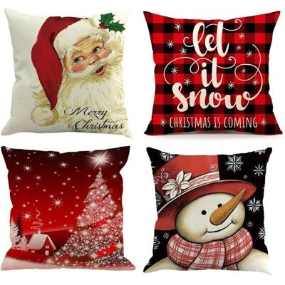 OEM 45x45 Lot De 4 Deco Noël Housses De Coussins Père Noël Lin Décoratif Taie D'Oreiller Pour Intérieur Decoration Noel Maison Canapé Cadeau De Vacances D'Hiver - Publicité OEM 45x45 Lot De 4 Deco Noël Housses De Coussins Père Noël Lin Décoratif Taie D'Oreiller Pour Intérieur Decoration Noel Maison Canapé Cadeau De Vacances D'Hiver - Publicité