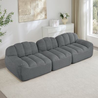 ACKERMAN Canapé Modulaire 3 Places, Design Sans Ossature En Mousse Haute Densité 32d, Assise Profonde, Idéal Pour Salon, Tissu Doux, Gris - Publicité ACKERMAN Canapé Modulaire 3 Places, Design Sans Ossature En Mousse Haute Densité 32d, Assise Profonde, Idéal Pour Salon, Tissu Doux, Gris - Publicité