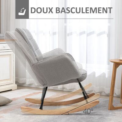 OEM Fauteuil À Bascule Rocking Chair Bouclette Acier 71x98x101 Cm Gris Clair - Publicité OEM Fauteuil À Bascule Rocking Chair Bouclette Acier 71x98x101 Cm Gris Clair - Publicité