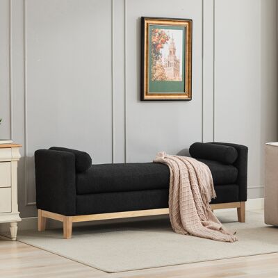 OEM Banquette Design Élégante Avec Pieds En Bois Et 2 Coussins Rembourrés – Canapé-lit Et Pouf Tête De Lit Polyvalent Pour Chambre À Coucher, Salon Ou Entrée – Noir - Publicité OEM Banquette Design Élégante Avec Pieds En Bois Et 2 Coussins Rembourrés – Canapé-lit Et Pouf Tête De Lit Polyvalent Pour Chambre À Coucher, Salon Ou Entrée – Noir - Publicité