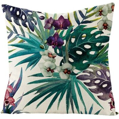 SCORPIO Housse De Coussin Décorative En Lin, Motif Fleurs Et Feuilles, Pour Chambre, Salon, Canapé, Vert, Violet, 45 X 45 Cm - Publicité SCORPIO Housse De Coussin Décorative En Lin, Motif Fleurs Et Feuilles, Pour Chambre, Salon, Canapé, Vert, Violet, 45 X 45 Cm - Publicité