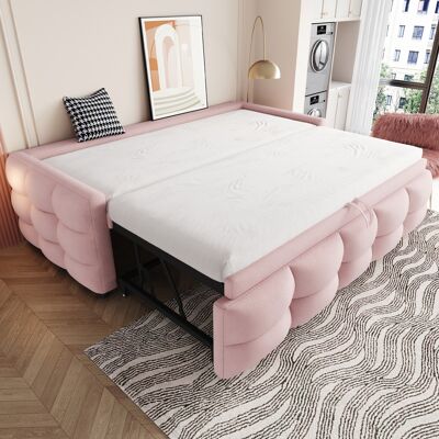 ACKERMAN Lit Capitonné Canapé-lit Extractible 90/180190 Cm, Lit Pouf, Tissu Velours Peluche Teddy, Lit Simple Et Double, Avec Sommier À Lattes, Lit Multifonctionnel, Rose (sans Matelas) - Publicité ACKERMAN Lit Capitonné Canapé-lit Extractible 90/180190 Cm, Lit Pouf, Tissu Velours Peluche Teddy, Lit Simple Et Double, Avec Sommier À Lattes, Lit Multifonctionnel, Rose (sans Matelas) - Publicité