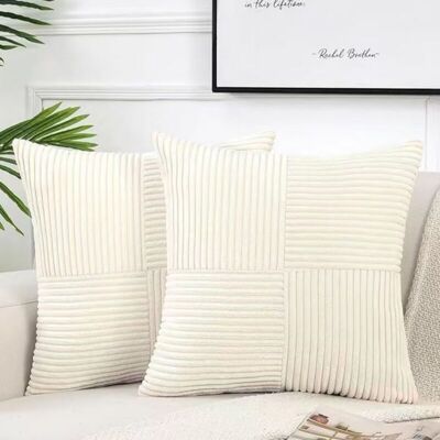 OEM Lot De 2 Housse Coussin 40x40 Crème Blanc En Velours Côtelé Super -doux-dou - Publicité OEM Lot De 2 Housse Coussin 40x40 Crème Blanc En Velours Côtelé Super -doux-dou - Publicité