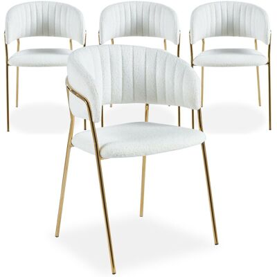 MENZZO Lot De 4 Chaises Tabata Tissu Bouclette Crème - Publicité MENZZO Lot De 4 Chaises Tabata Tissu Bouclette Crème - Publicité