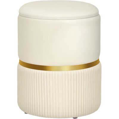 OEM Pouf Tabouret Repose-pied Coffre De Rangement En Velours Côtelé 36 X 36 X 44 Cm Pour Salon Chambre Beige - Publicité OEM Pouf Tabouret Repose-pied Coffre De Rangement En Velours Côtelé 36 X 36 X 44 Cm Pour Salon Chambre Beige - Publicité