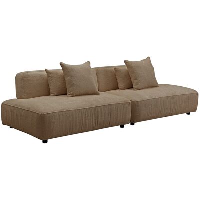 VENTE-UNIQUE Canapé 5 Places Ouvert Modulable En Tissu Bouclette Taupe Lelaco - Publicité VENTE-UNIQUE Canapé 5 Places Ouvert Modulable En Tissu Bouclette Taupe Lelaco - Publicité