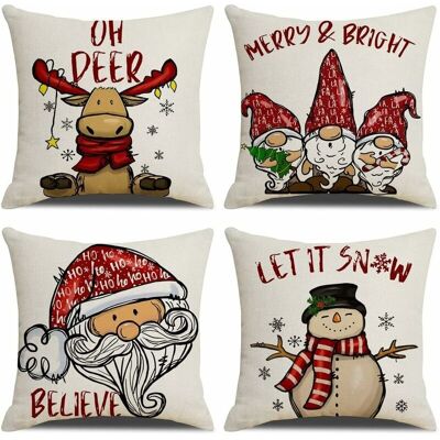 ETNZEBC Housse De Coussin Noel 45x45cm, Lot De 4 Noël Décoratif Canapé En Coton Et Lin Noël Pour Canapé Lit Chambre Chaise Jardin-rétro Noël - Publicité ETNZEBC Housse De Coussin Noel 45x45cm, Lot De 4 Noël Décoratif Canapé En Coton Et Lin Noël Pour Canapé Lit Chambre Chaise Jardin-rétro Noël - Publicité