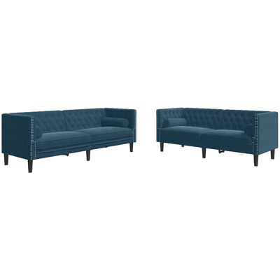 Maison Exclusive - Ensemble De Canapé Chesterfield Et Traversins 2pcs Bleu Velours - Publicité Maison Exclusive - Ensemble De Canapé Chesterfield Et Traversins 2pcs Bleu Velours - Publicité