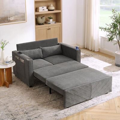OEM Canapé-lit 2 Places 3 En 1, Minimaliste, Élégant Et Léger, Avec Fonction Transformable Par Glissement, Chargement Usb, Idéal Pour La Sieste, Gris Foncé - Publicité OEM Canapé-lit 2 Places 3 En 1, Minimaliste, Élégant Et Léger, Avec Fonction Transformable Par Glissement, Chargement Usb, Idéal Pour La Sieste, Gris Foncé - Publicité