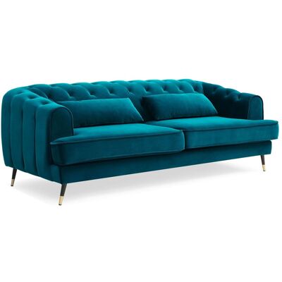 MENZZO Canapé Capitonné 3 Places Style Boudoir Glams Velours Bleu Canard - Publicité MENZZO Canapé Capitonné 3 Places Style Boudoir Glams Velours Bleu Canard - Publicité