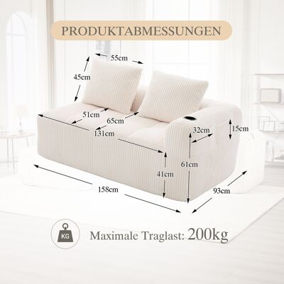 ALLAUVE Canapé 2 Places Velours Côtelé - Accoudoirs Avec Rangement Pour Télécommande Et Smartphone, Porte-verre Intégré - Assise Et Dossier Rembourrés, Confort Et Design - Prêt À L'Emploi. Publicité ALLAUVE Canapé 2 Places Velours Côtelé - Accoudoirs Avec Rangement Pour Télécommande Et Smartphone, Porte-verre Intégré - Assise Et Dossier Rembourrés, Confort Et Design - Prêt À L'Emploi. Publicité