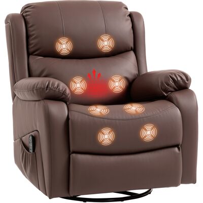 ARRIGONI Fauteuil Relax Inclinable Avec 8 Points De Massage Chauffant Et Repose-pieds 87x97x100 Cm Marron - Publicité ARRIGONI Fauteuil Relax Inclinable Avec 8 Points De Massage Chauffant Et Repose-pieds 87x97x100 Cm Marron - Publicité
