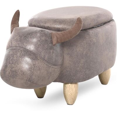OEM Tabouret Vache - Pouf Vachette - Pouf Taureau Coffre De Rangement 2 En 1 - Pieds Bois D'Hévéa Revêtement Synthétique Aspect Daim Vieilli Marron - Publicité OEM Tabouret Vache - Pouf Vachette - Pouf Taureau Coffre De Rangement 2 En 1 - Pieds Bois D'Hévéa Revêtement Synthétique Aspect Daim Vieilli Marron - Publicité