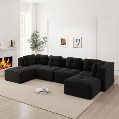 OEM Canapé D'Angle Modulaire Sans Cadre, Canapé En Forme De U Avec Repose-pieds, Canapé Inclinable Profond, Design Antidérapant, Aucun Assemblage Requis, Noir. Publicité OEM Canapé D'Angle Modulaire Sans Cadre, Canapé En Forme De U Avec Repose-pieds, Canapé Inclinable Profond, Design Antidérapant, Aucun Assemblage Requis, Noir. Publicité