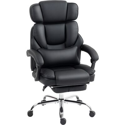 OEM Fauteuil De Bureau En Similicuir Noir Avec Repose-pieds, Appui-tête Et Soutien Lombaire Réglables., Structure Robuste Garantissant Une Durabilité À Long Terme - Publicité OEM Fauteuil De Bureau En Similicuir Noir Avec Repose-pieds, Appui-tête Et Soutien Lombaire Réglables., Structure Robuste Garantissant Une Durabilité À Long Terme - Publicité