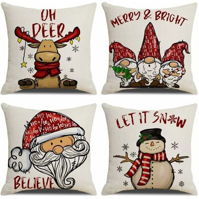 Melissa Housse De Coussin Noel 45x45cm, Lot De 4 Noël Décoratif Canapé En Coton Et Lin Noël Pour Canapé Lit Chambre Chaise Jardin-rétro Noël - Publicité Melissa Housse De Coussin Noel 45x45cm, Lot De 4 Noël Décoratif Canapé En Coton Et Lin Noël Pour Canapé Lit Chambre Chaise Jardin-rétro Noël - Publicité