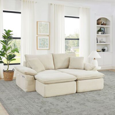 ACKERMAN Canapé 2 Places Sans Ossature Sans Montage – Canapé Nuage Moelleusement Capitonné, Option De Canapé De Sol Modulaire Avec Repose-pied, Poches De Rangement, Pour Salon Et Bureau, Utilisable Comme Faute - Publicité ACKERMAN Canapé 2 Places Sans Ossature Sans Montage – Canapé Nuage Moelleusement Capitonné, Option De Canapé De Sol Modulaire Avec Repose-pied, Poches De Rangement, Pour Salon Et Bureau, Utilisable Comme Faute - Publicité