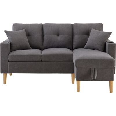 ALMASTORE Canapé Moderne En L, Canapé 3 Places Avec Méridienne, Rangement Et Porte-gobelet Intégré, Livré Avec 2 Coussins, Adapté Au Salon, Au Bureau, À L’appartement, Etc., Vidéo Disponible - Publicité ALMASTORE Canapé Moderne En L, Canapé 3 Places Avec Méridienne, Rangement Et Porte-gobelet Intégré, Livré Avec 2 Coussins, Adapté Au Salon, Au Bureau, À L’appartement, Etc., Vidéo Disponible - Publicité