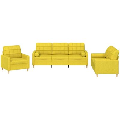Maison Exclusive - Ensemble De Canapés 3 Pcs Avec Coussins Jaune Clair Tissu - Publicité Maison Exclusive - Ensemble De Canapés 3 Pcs Avec Coussins Jaune Clair Tissu - Publicité