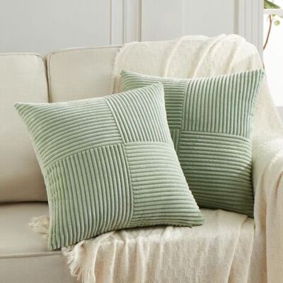 OEM Royaluxe-lot De 2 Housses De Coussin Décoratives Pour Canapé De Salon, Housse De Coussin Carrée En Velours Côtelé Doux À Texture Patchwork (vert ,40 X 40 Cm) - Publicité OEM Royaluxe-lot De 2 Housses De Coussin Décoratives Pour Canapé De Salon, Housse De Coussin Carrée En Velours Côtelé Doux À Texture Patchwork (vert ,40 X 40 Cm) - Publicité