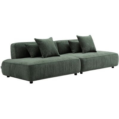 VENTE-UNIQUE Canapé 5 Places Ouvert Modulable En Tissu Chenille Vert Lelaco - Publicité VENTE-UNIQUE Canapé 5 Places Ouvert Modulable En Tissu Chenille Vert Lelaco - Publicité