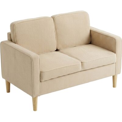 OEM Canapé 2 Places Avec 2 Coussins, Rangement, Pieds En Bois Massif, Petit Canapé Moderne En Velours Côtelé 117 X 63 X 79 Cm Beige - Publicité OEM Canapé 2 Places Avec 2 Coussins, Rangement, Pieds En Bois Massif, Petit Canapé Moderne En Velours Côtelé 117 X 63 X 79 Cm Beige - Publicité