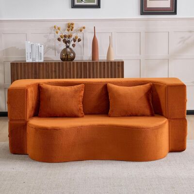 OEM Grand Canapé-lit Deux Places, Matelas En Plumes Entièrement Compressé, Aucun Montage Requis, Canapé-lit Pliable, Convient Au Salon, À La Chambre Et Autres Pièces, Orange - Publicité OEM Grand Canapé-lit Deux Places, Matelas En Plumes Entièrement Compressé, Aucun Montage Requis, Canapé-lit Pliable, Convient Au Salon, À La Chambre Et Autres Pièces, Orange - Publicité