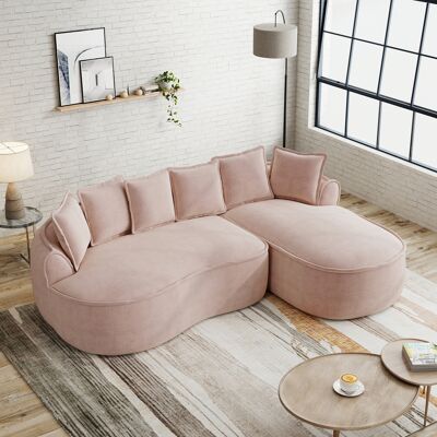 ACKERMAN Canapé Modulaire En L Sans Cadre, Canapé Cloud Confortable En Chenille Avec Assise Profonde, Canapé Chaise Longue Moderne, Extra Grand, Incluant Coussins, Idéal Pour Salon, Rose - Publicité ACKERMAN Canapé Modulaire En L Sans Cadre, Canapé Cloud Confortable En Chenille Avec Assise Profonde, Canapé Chaise Longue Moderne, Extra Grand, Incluant Coussins, Idéal Pour Salon, Rose - Publicité