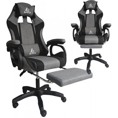 OEM Fauteuil De Jeu Pivotant Strike Avec Repose-pieds Et Coussins, Gris Ko40sz - Publicité OEM Fauteuil De Jeu Pivotant Strike Avec Repose-pieds Et Coussins, Gris Ko40sz - Publicité