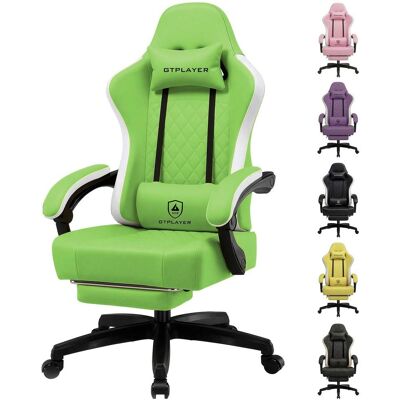 GTPLAYER Chaise Gaming Ergonomique En Simili-cuir, Coussin À Ressorts, Accoudoirs Fixes Et Repose-pieds, Capacité 150kg - Vert - Publicité GTPLAYER Chaise Gaming Ergonomique En Simili-cuir, Coussin À Ressorts, Accoudoirs Fixes Et Repose-pieds, Capacité 150kg - Vert - Publicité