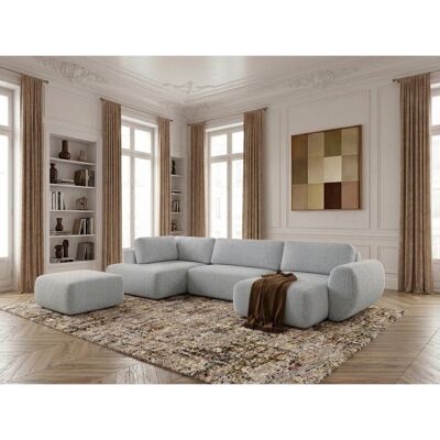 Bobochic - Canapé Panoramique Convertible Coffre Denise Tissu Texturé Avec Pouf Angle Droit Gris Clair - Publicité Bobochic - Canapé Panoramique Convertible Coffre Denise Tissu Texturé Avec Pouf Angle Droit Gris Clair - Publicité
