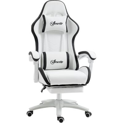 OEM Siège Gaming Fauteuil Gaming Dossier Inclinable 135° Avec Appui-tête Repose-pieds 65l X 65p X 121-129h Cm Blanc Et Noir - Publicité OEM Siège Gaming Fauteuil Gaming Dossier Inclinable 135° Avec Appui-tête Repose-pieds 65l X 65p X 121-129h Cm Blanc Et Noir - Publicité