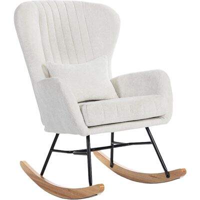 OEM Fauteuil À Bascule, Rocking Chair Avec Coussin, Siège Rembourré, Dossier Haut, 67 X 88 X 104 Cm, Blanc - Publicité OEM Fauteuil À Bascule, Rocking Chair Avec Coussin, Siège Rembourré, Dossier Haut, 67 X 88 X 104 Cm, Blanc - Publicité