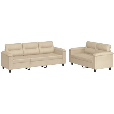 DESIGN IN Ensemble De Canapé Sofas 2 Pcs Avec Coussins Crème Tissu Microfibre - Publicité DESIGN IN Ensemble De Canapé Sofas 2 Pcs Avec Coussins Crème Tissu Microfibre - Publicité