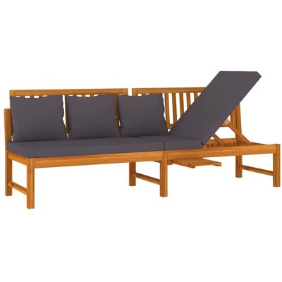 DESIGN IN Lit De Jour Avec Coussin Gris 200x60x75 Cm Bois D'Acacia Solide - Publicité DESIGN IN Lit De Jour Avec Coussin Gris 200x60x75 Cm Bois D'Acacia Solide - Publicité