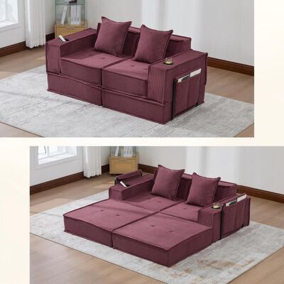 OEM Canapé-lit Moderne Deux Places Avec Un Confortable Canapé En Tissu Et Deux Coussins. Un Pouf Décoratif Élégant Avec Rangement Latéral Et Porte-gobelets, Idéal Pour Les Coins Lecture, Les Salles De Jeu - Publicité OEM Canapé-lit Moderne Deux Places Avec Un Confortable Canapé En Tissu Et Deux Coussins. Un Pouf Décoratif Élégant Avec Rangement Latéral Et Porte-gobelets, Idéal Pour Les Coins Lecture, Les Salles De Jeu - Publicité