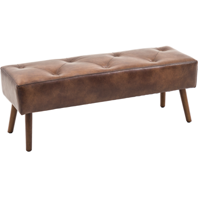 OEM Banc Bout De Lit Banquette Capitonnée Style Vintage 114 X 38 X 42 Cm Piètement Bois Revêtement Marron Effet Vieilli - Publicité OEM Banc Bout De Lit Banquette Capitonnée Style Vintage 114 X 38 X 42 Cm Piètement Bois Revêtement Marron Effet Vieilli - Publicité
