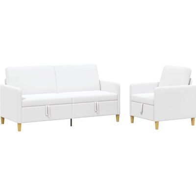 Canapé Avec Rangement 2 Pcs Blanc Polyester Vidaxl - Publicité Canapé Avec Rangement 2 Pcs Blanc Polyester Vidaxl - Publicité