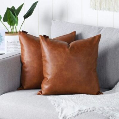 Vision Lot De 2 Housses De Coussin Décoratives D'Extérieur Modernes En Similicuir Massif Pour Canapé-lit 40 X 40 Cm Marron - Publicité Vision Lot De 2 Housses De Coussin Décoratives D'Extérieur Modernes En Similicuir Massif Pour Canapé-lit 40 X 40 Cm Marron - Publicité