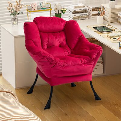 ACKERMAN Lazy Chair, Relaxing Chair With Metal Frame And A Side Pocket, Simple Style Comfy Chairs For Bedrooms Living Room Balcony - Publicité ACKERMAN Lazy Chair, Relaxing Chair With Metal Frame And A Side Pocket, Simple Style Comfy Chairs For Bedrooms Living Room Balcony - Publicité