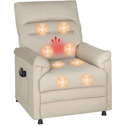 ARRIGONI Fauteuil Inclinable Avec Repose-pieds Chauffage 8 Points De Massage Et 5 Modes Tissu Veloute Beige - Publicité ARRIGONI Fauteuil Inclinable Avec Repose-pieds Chauffage 8 Points De Massage Et 5 Modes Tissu Veloute Beige - Publicité