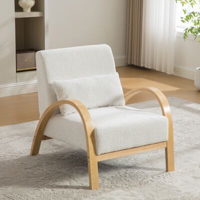 DEVOKO Chaise Lounge En Tissu Scandinave – Tissu Chenille Doux Et Cadre En Bois Solide, Idéal Pour Le Salon Et La Chambre-ivoire - Publicité DEVOKO Chaise Lounge En Tissu Scandinave – Tissu Chenille Doux Et Cadre En Bois Solide, Idéal Pour Le Salon Et La Chambre-ivoire - Publicité