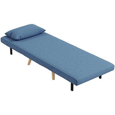 HEAT Fauteuil Convertible 3 En 1, Fauteuil Une Place Avec Dossier Réglable 5 Positions, Revêtement En Tissu Avec Coussin, Bleu - Publicité HEAT Fauteuil Convertible 3 En 1, Fauteuil Une Place Avec Dossier Réglable 5 Positions, Revêtement En Tissu Avec Coussin, Bleu - Publicité