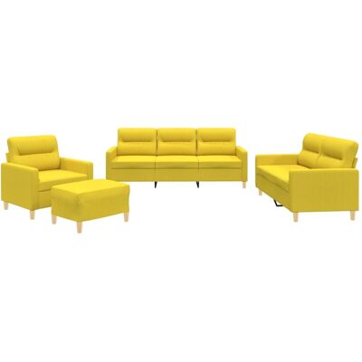 Maison Exclusive - Ensemble De Canapés 4 Pcs Avec Coussins Jaune Clair Tissu - Publicité Maison Exclusive - Ensemble De Canapés 4 Pcs Avec Coussins Jaune Clair Tissu - Publicité