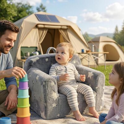 OEM Canapé Enfant, Canapé Enfant Avec Poignée De Transport Et Poches Latérales, Fauteuil Enfant En Mousse, Fauteuil Pour Tout-petit, Canapé Enfant Léger, Gris - Publicité OEM Canapé Enfant, Canapé Enfant Avec Poignée De Transport Et Poches Latérales, Fauteuil Enfant En Mousse, Fauteuil Pour Tout-petit, Canapé Enfant Léger, Gris - Publicité